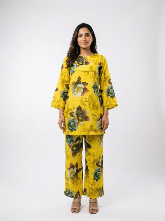 Mustard Garden Floral Co-Ord Set - 0061