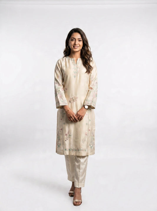 3 Piece - Sheesha silk machine embroidered - 0006