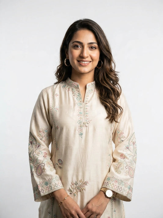 3 Piece - Sheesha silk machine embroidered - 0006