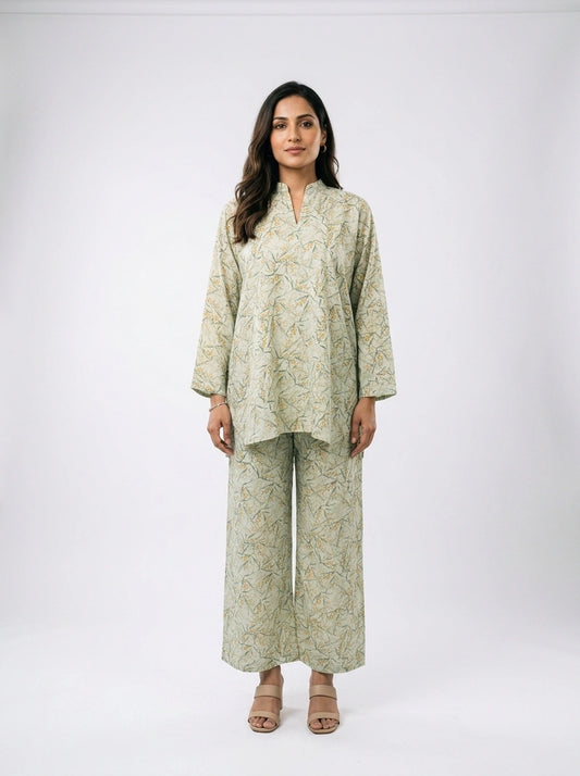 Mint Green Floral Co-Ord Set - 0052