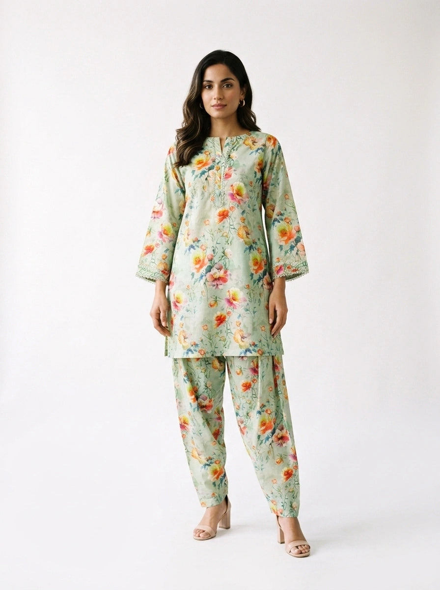 Mint Floral Garden Co-Ord Set - 0058