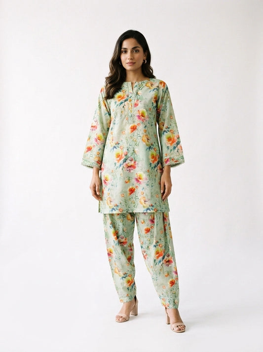 Mint Floral Garden Co-Ord Set - 0058