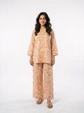 Peach Floral Print Co-Ord Set - 0056
