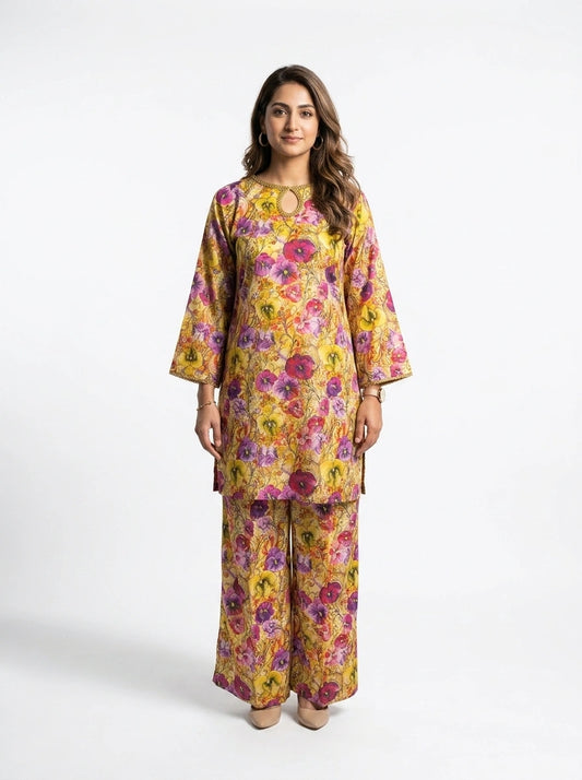 Golden Poppy Floral Co-Ord Set - 0062