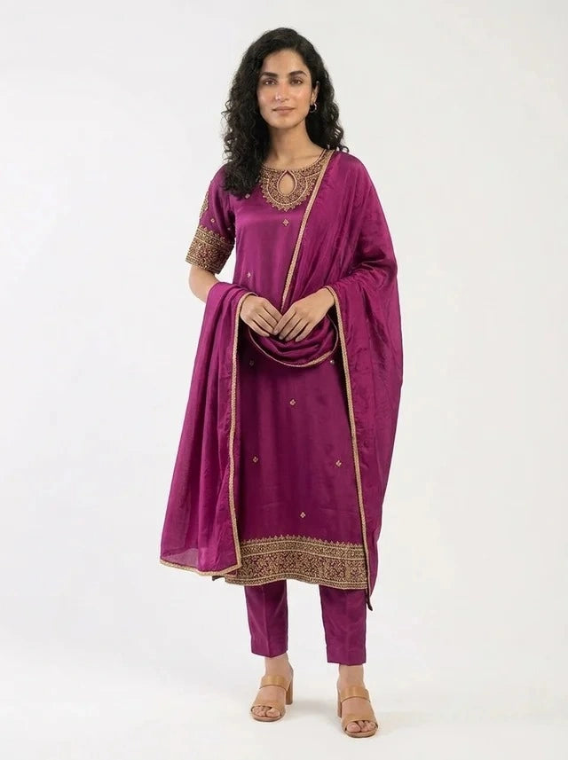 3 Piece - Pure Shamooz silk Fabric - 0024
