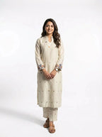 3 Piece - Cambric self lawn machine embroidered dress - 0010
