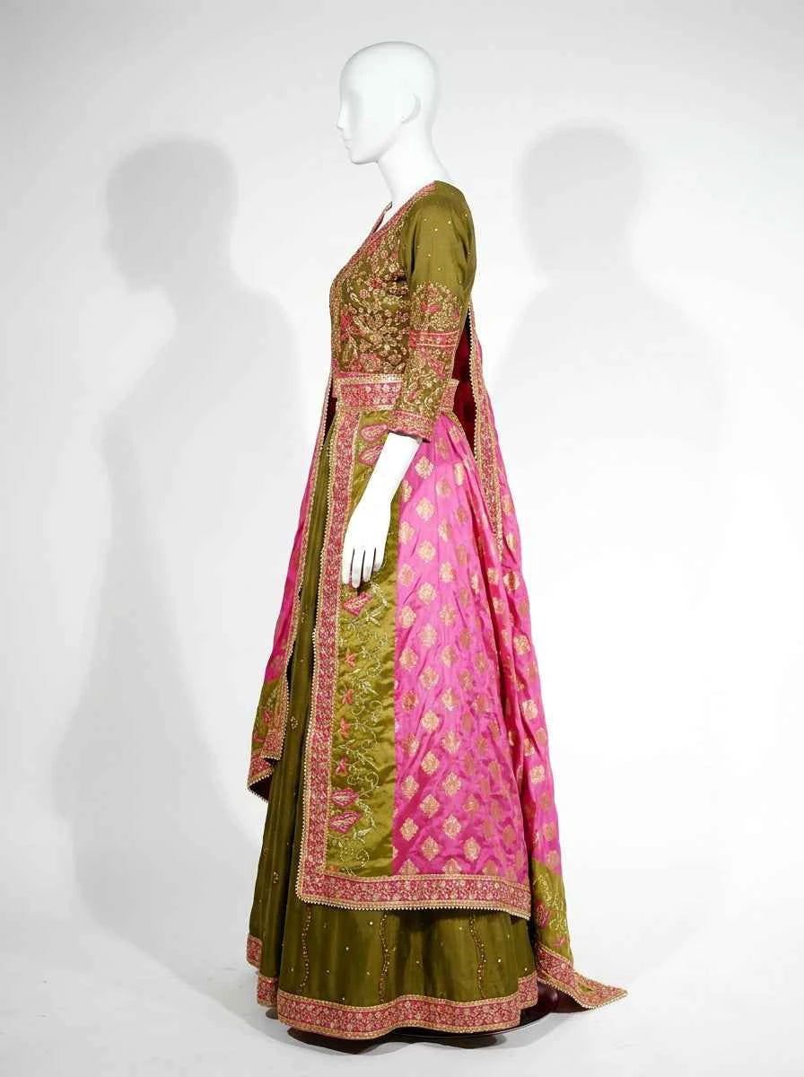 3 Piece - Pure Raw silk lahenga choli - 0019