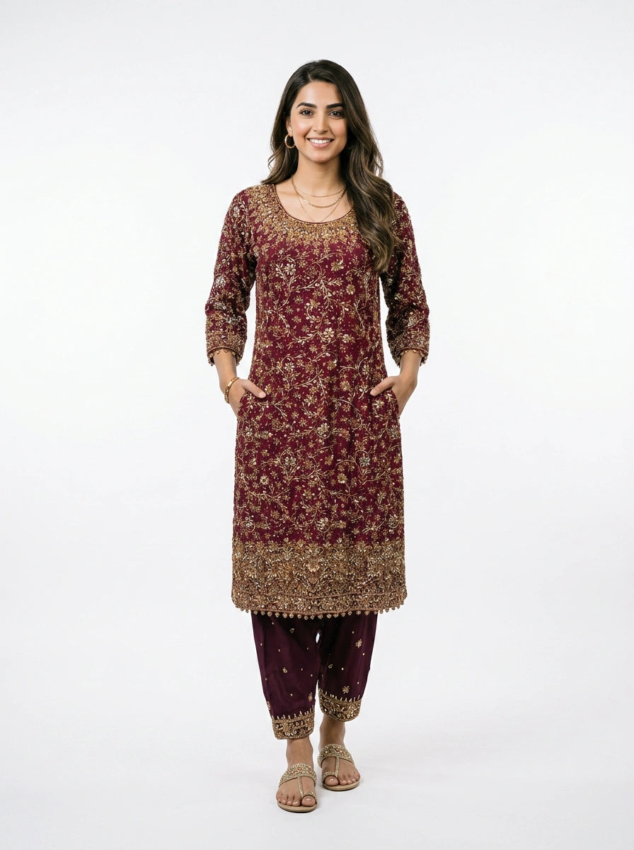 3 Piece - Pure Shamooz silk Fabric - 0046