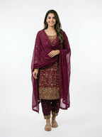 3 Piece - Pure Shamooz silk Fabric - 0046