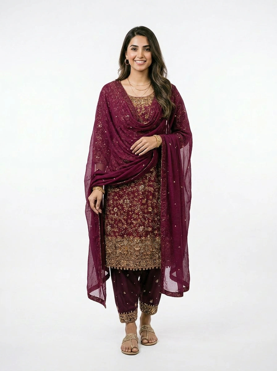 3 Piece - Pure Shamooz silk Fabric - 0046