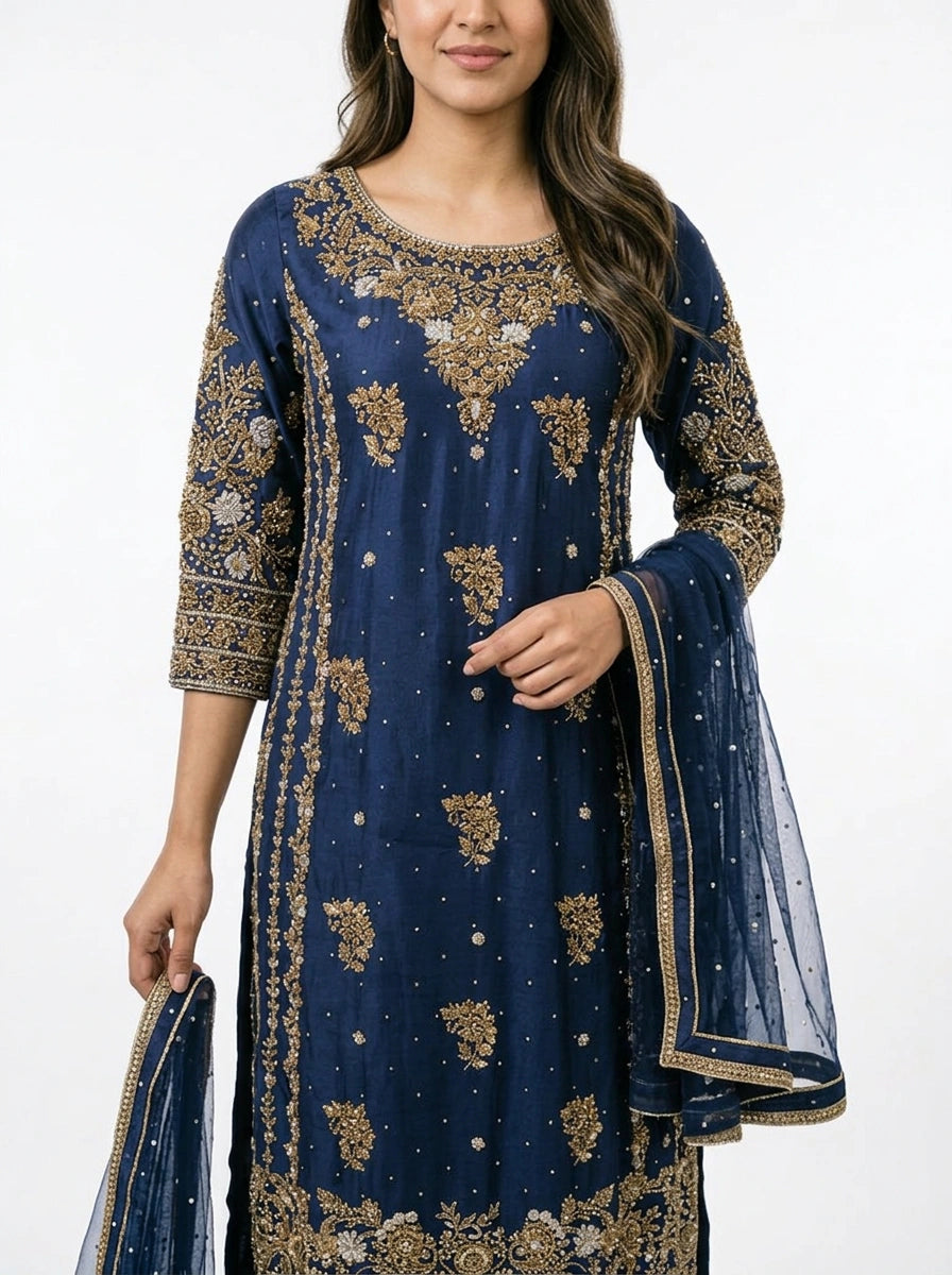3 Piece - Pure Raw silk Fabric - 0045