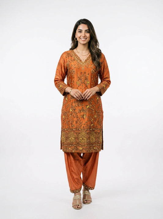 3 Piece - Pure Shamooz silk Fabric - 0043