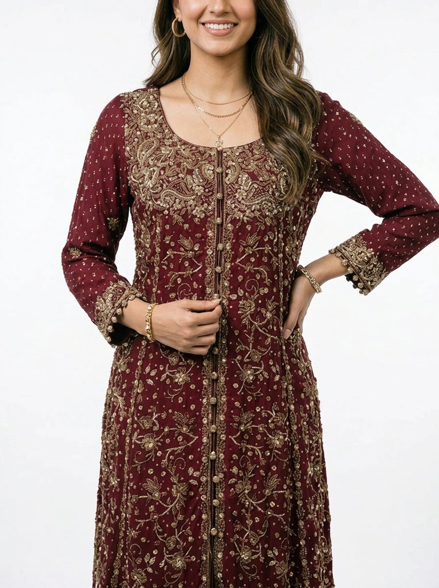 3 Piece - Pure Banaras Khadi net Fabric - 0042
