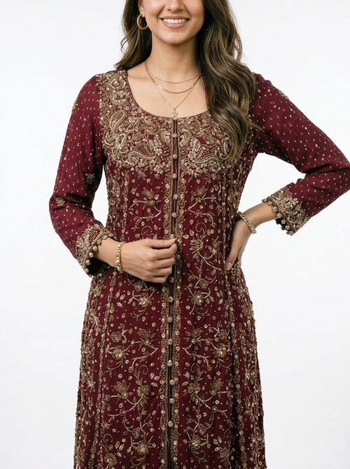 3 Piece - Pure Banaras Khadi net Fabric - 0042