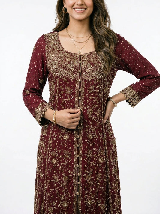 3 Piece - Pure Banaras Khadi net Fabric - 0042
