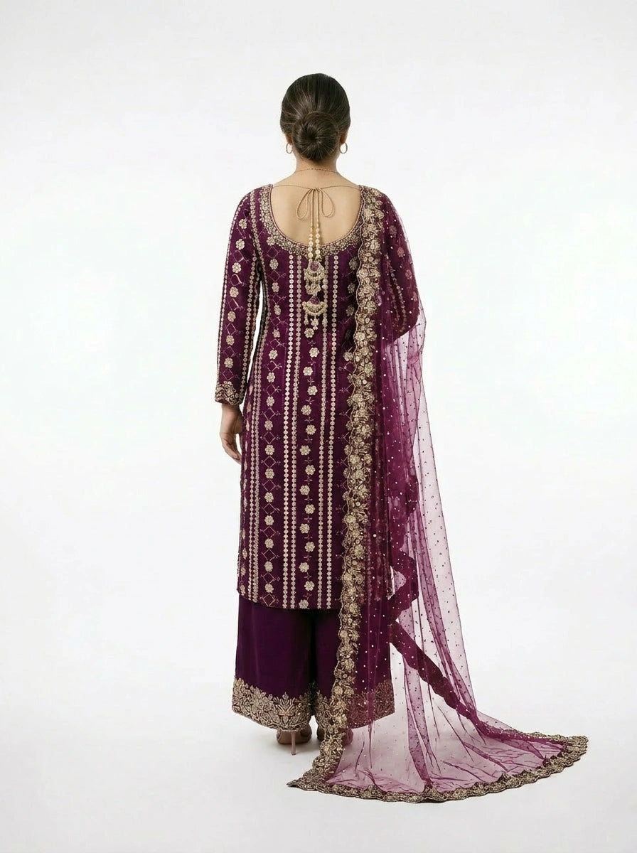 3 Piece - Pure Chikankaari Fabric - 0040