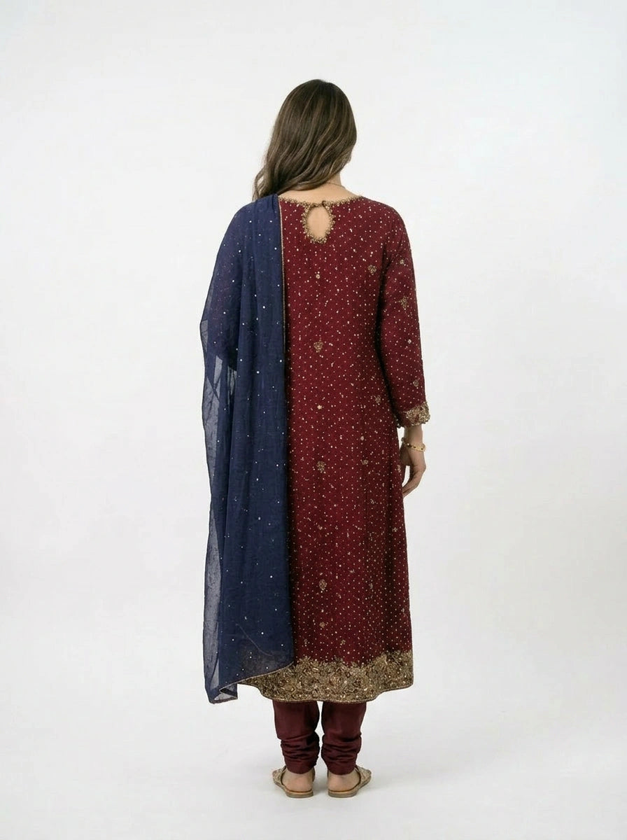 3 Piece - Pure Banaras Khadi net Fabric - 0042