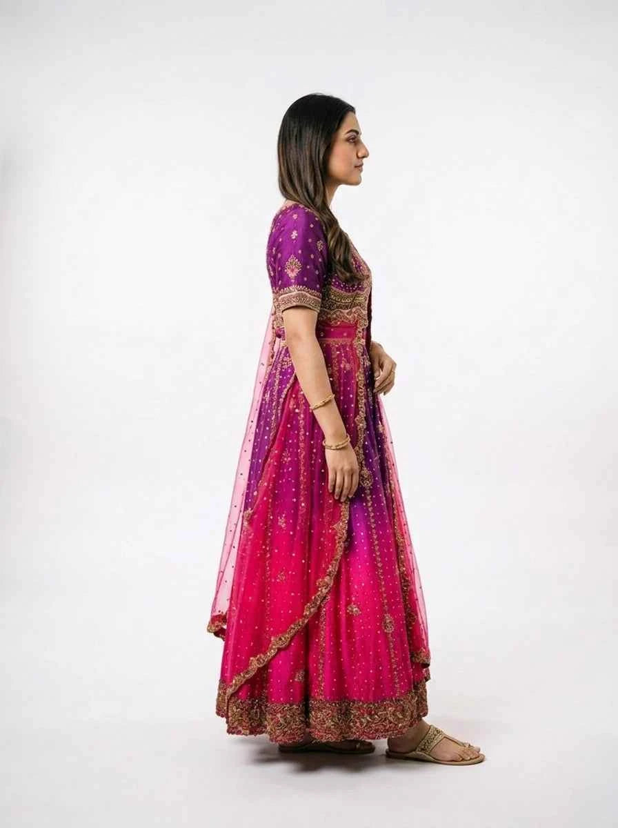 3 Piece - Pure Raw silk lahenga choli - 0075