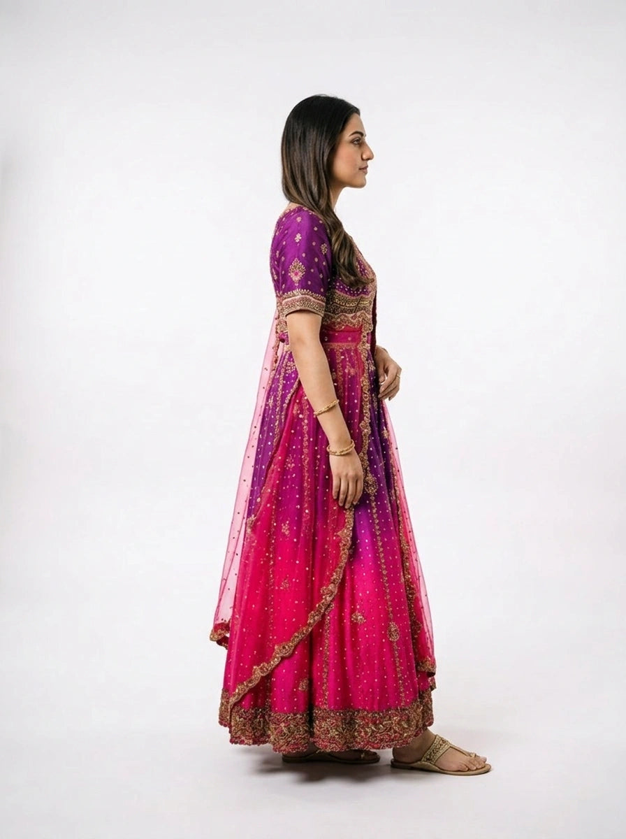 3 Piece - Pure Raw silk lahenga choli - 0019