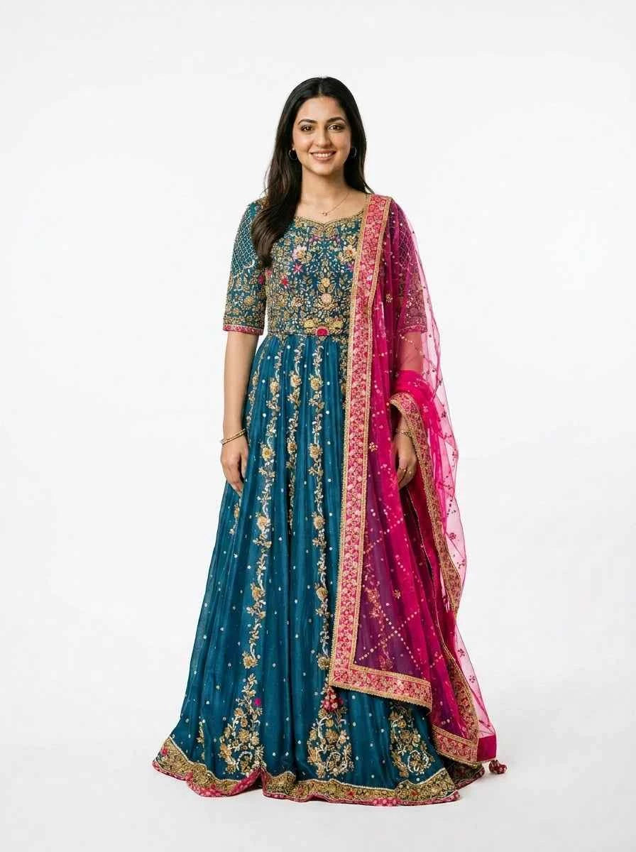 3 Piece - Pure Raw silk lahenga choli - 0020
