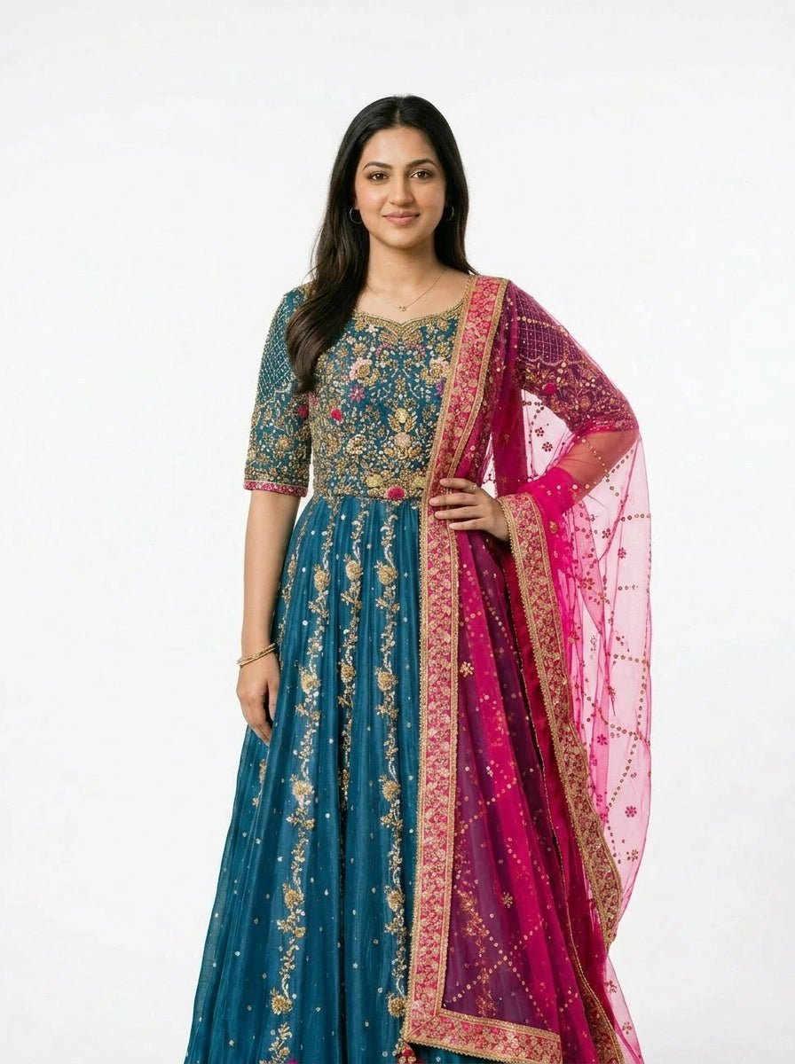 3 Piece - Pure Raw silk lahenga choli - 0019