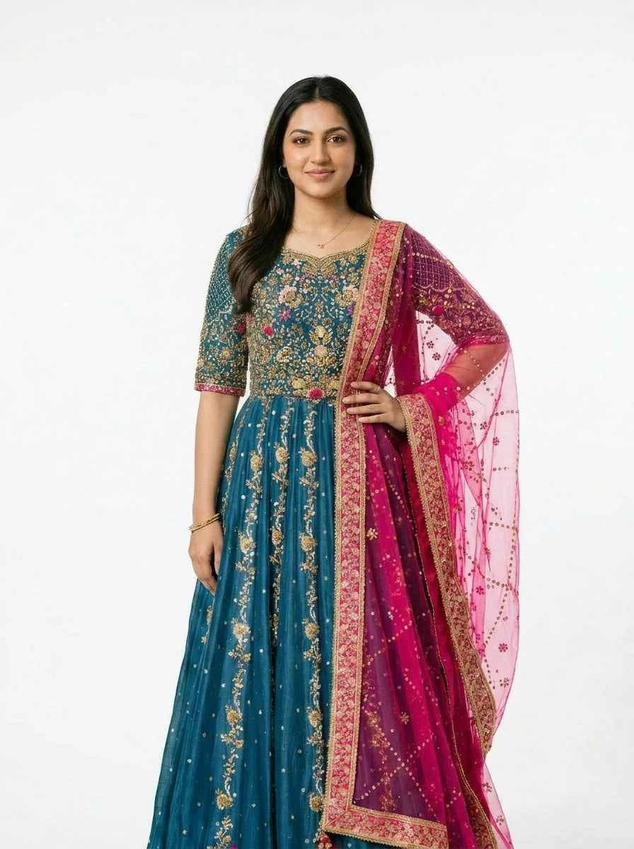 3 Piece - Pure Raw silk lahenga choli - 0020