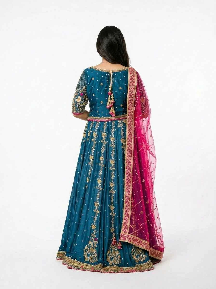 3 Piece - Pure Raw silk lahenga choli - 0020