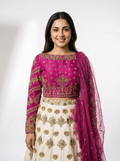 3 Piece - Pure Raw silk lahenga choli - 0018