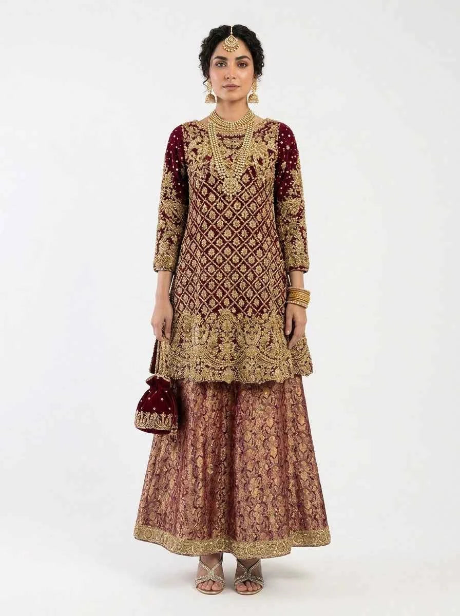 3 Piece - Khadi Net Fabric - 0036
