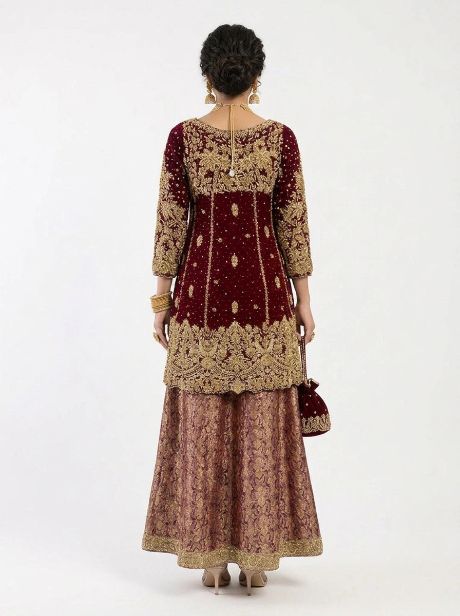 3 Piece - Khadi Net Fabric - 0036