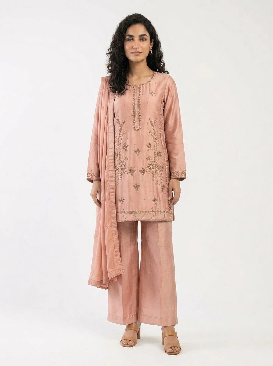 3 Piece - Pure sheesha silk Fabric - 0029