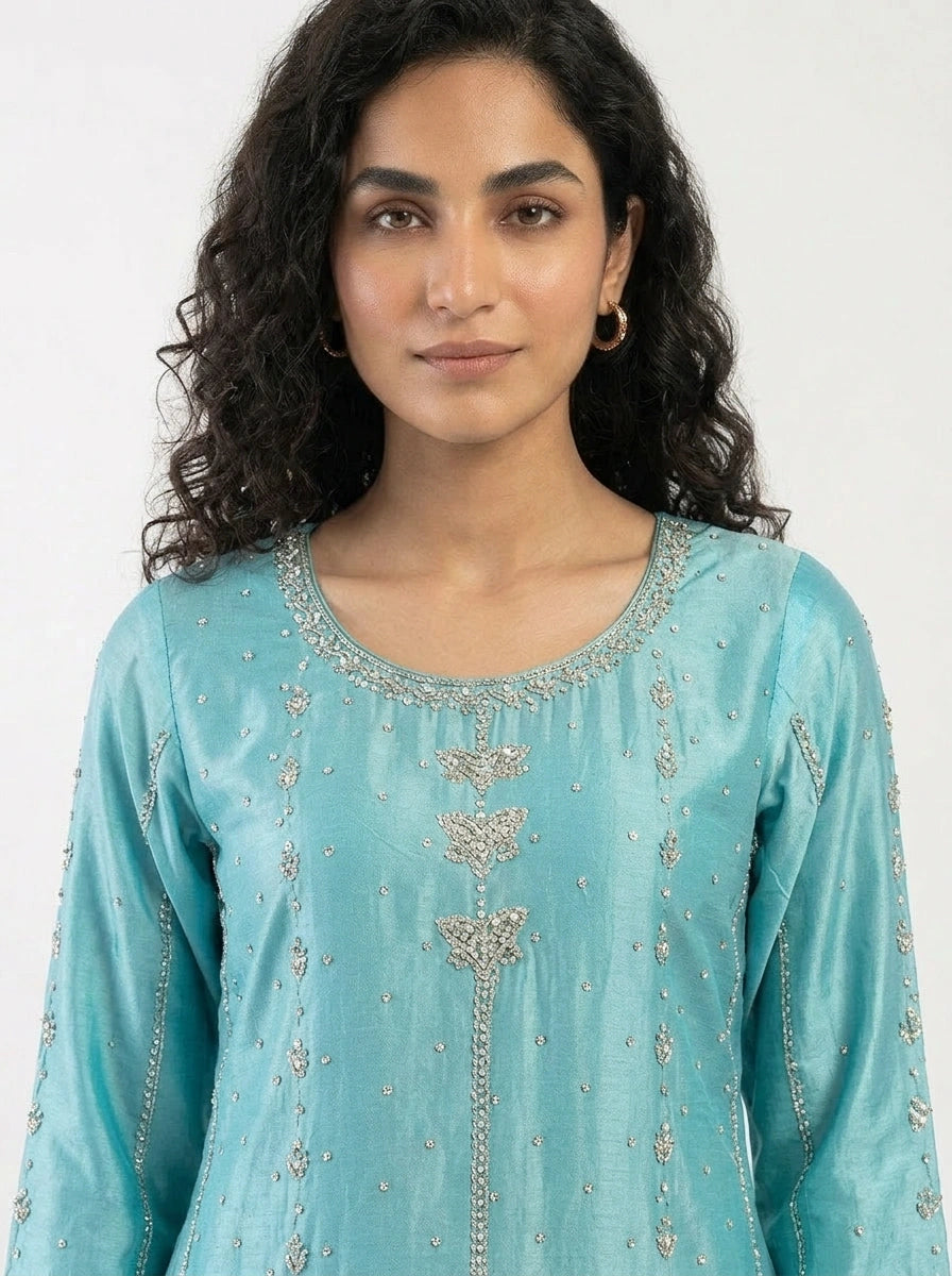 3 Piece - Pure sheesha silk Fabric - 0027