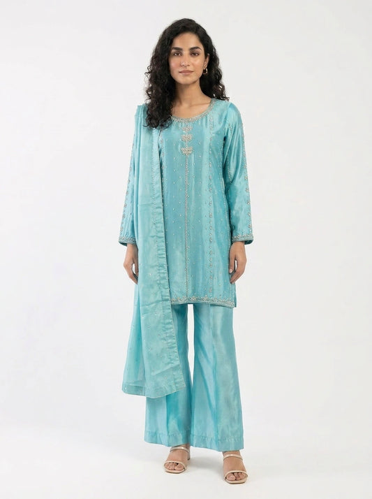 3 Piece - Pure sheesha silk Fabric - 0027