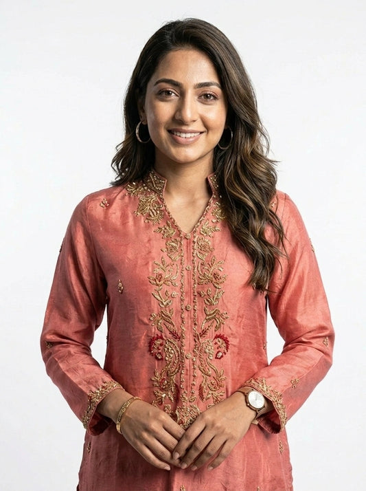 3 Piece - Russian silk hand embroidered suit - 0001