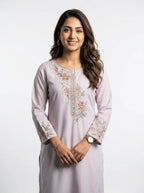 3 Piece - Malai silk machine embroidered with cutdana touching  - 0003
