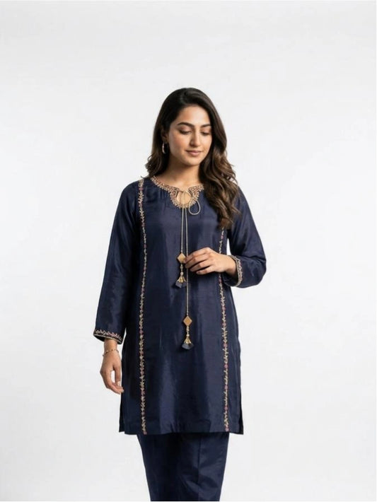 3 Piece - Sheesha silk hand embroidered - 0009
