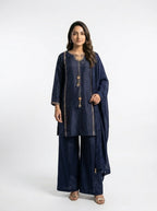 3 Piece - Sheesha silk hand embroidered - 0009