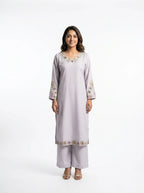 3 Piece - Malai silk machine embroidered with cutdana touching  - 0011