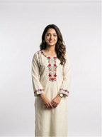 3 Piece - Cambric self lawn machine embroidery and sheesha work dress - 0013