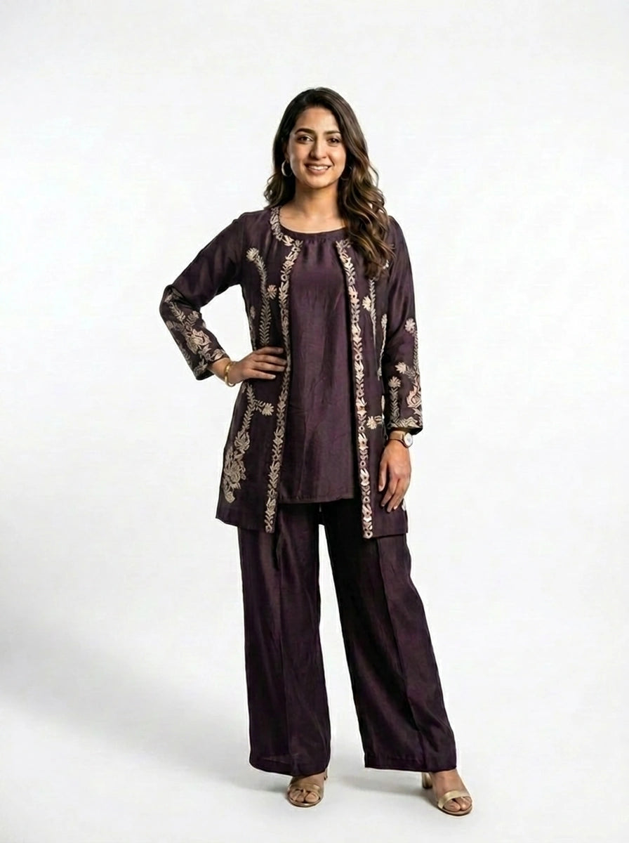 3 Piece -Machine work Co ord set - 0005