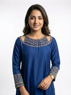 3 Piece - Butter Silk hand embroidered dress  - 0039