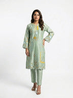 3 Piece - Sheesha silk machine embroidered  - 0007