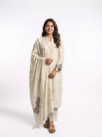 3 Piece - Cambric self lawn machine embroidered dress - 0010