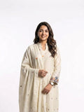 3 Piece - Cambric self lawn machine embroidered dress - 0010
