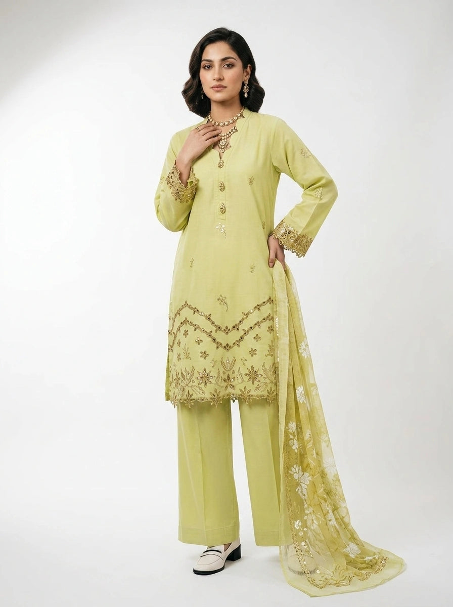 Lime Green 3-Piece Suit Set - 0067