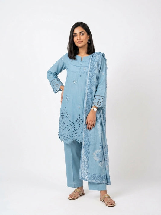 Sky Blue 3-Piece Suit Set - 0071