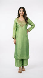 3 Piece - Russian silk Embroidered Suit - 0077