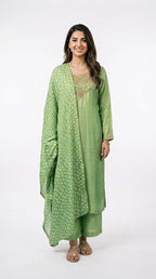 3 Piece - Russian silk Embroidered Suit - 0077