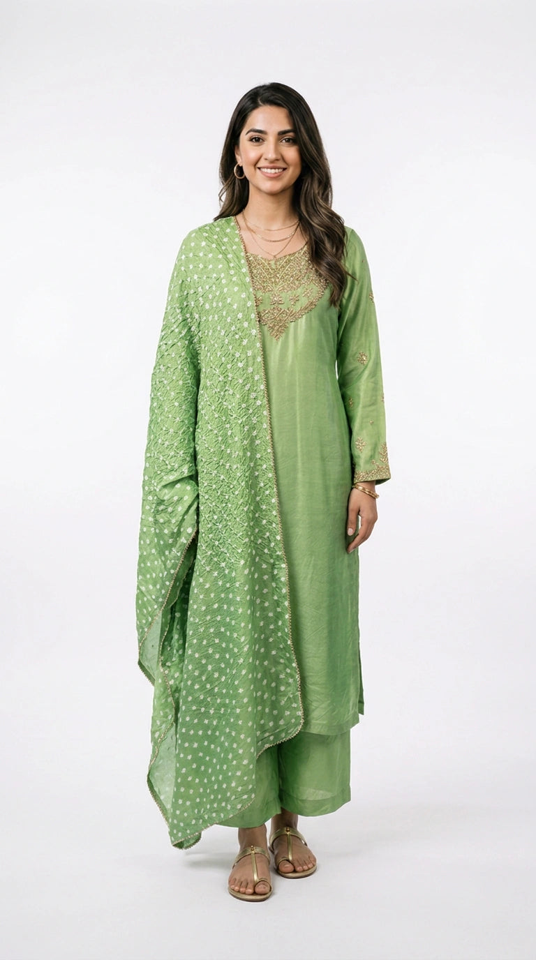 3 Piece - Russian silk Embroidered Suit - 0077