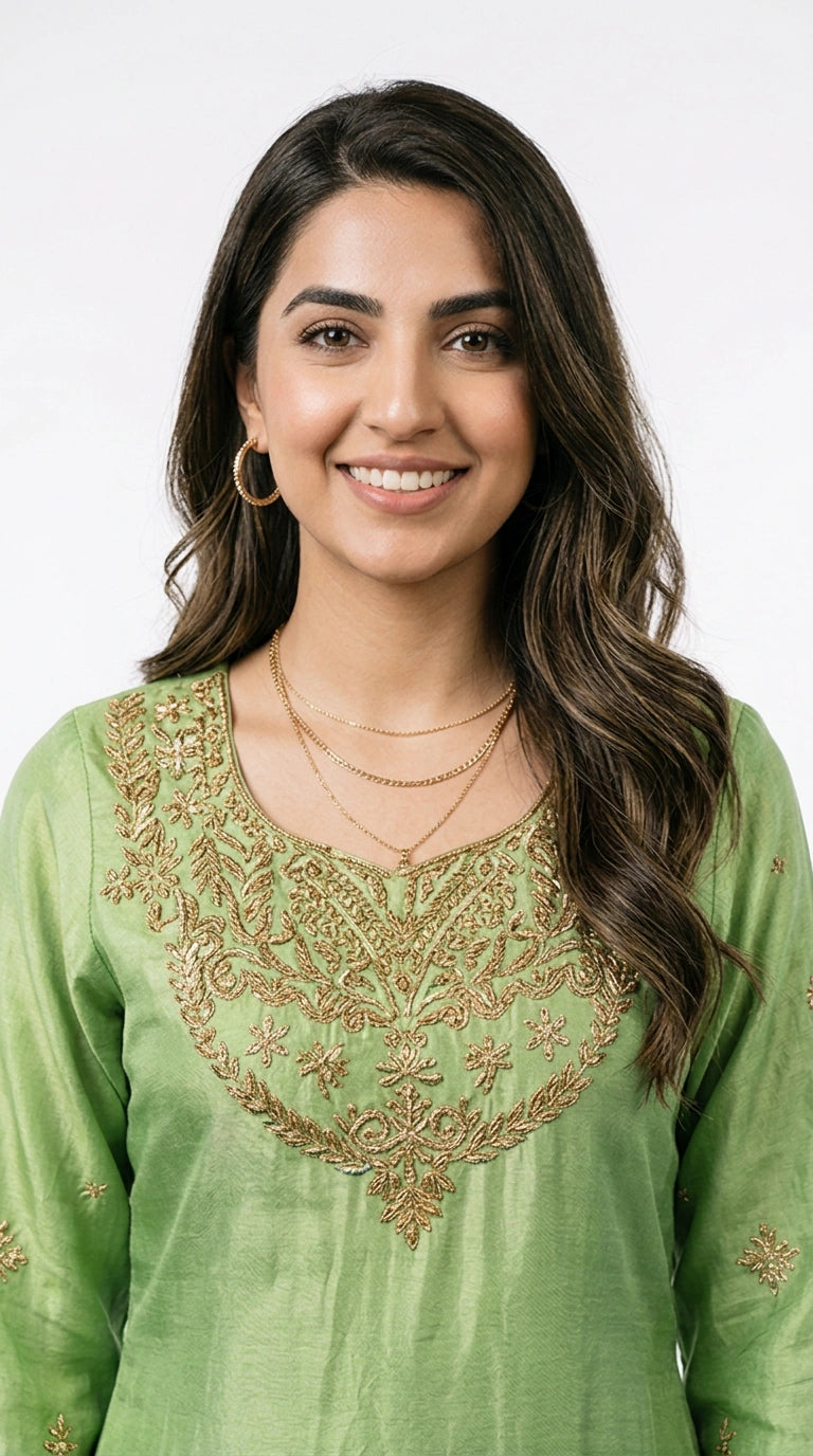 3 Piece - Russian silk Embroidered Suit - 0077